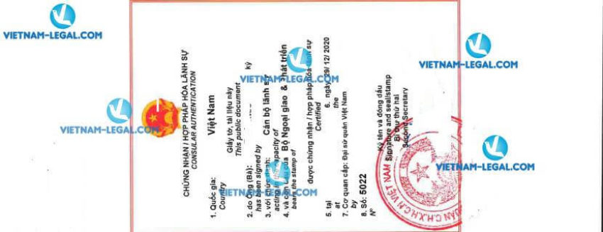 Result of Certificate of Incorporation of Anguilla for use in Vietnam on 29 12 2020