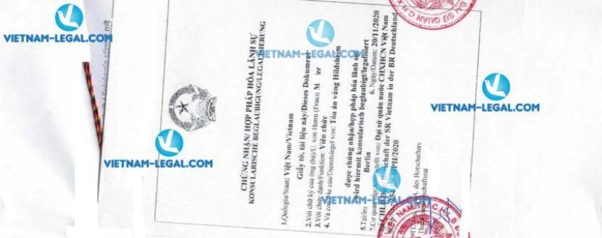 Result of Certificate of Quantity CQ issued in Germany for use in Vietnam on 20 11 2020