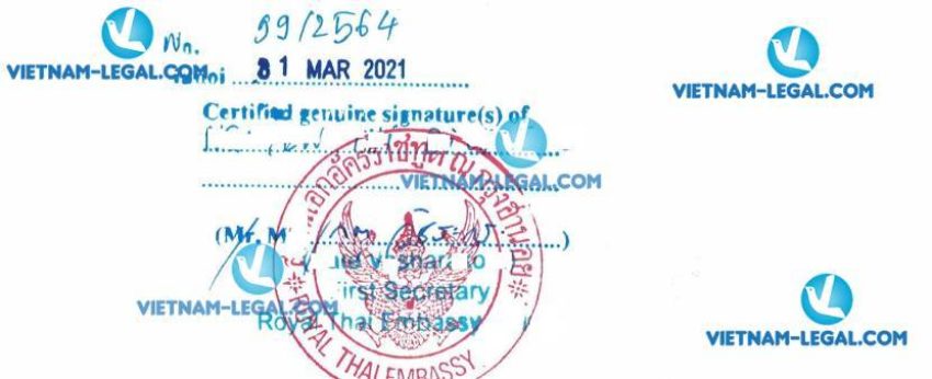 Result of Company Certificate issued in Vietnam for use in Thailand on 24 03 2021