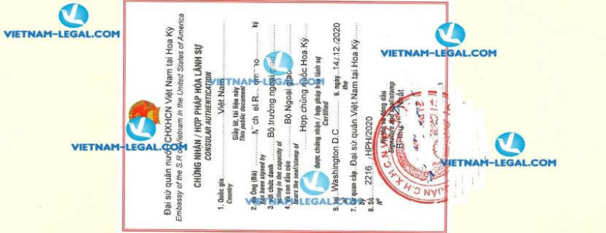 Result of Confirmation Letter of Company in the US for use in Vietnam on 14 12 2020