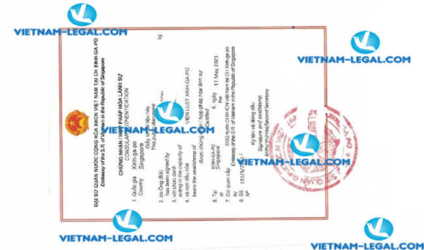 Result of Employment Confirmation issued in Singapore for use in Vietnam on 17 05 2021