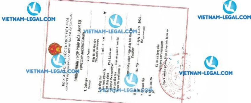 Result of Marriage Certificate isued in Canada for use in Vietnam on 11 09 2020