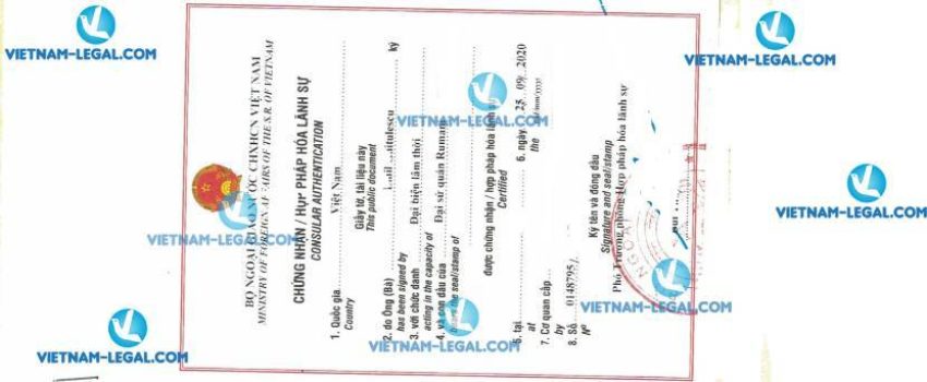 Result of University Degree issued in Romania for use in Vietnam on 25 09 2020