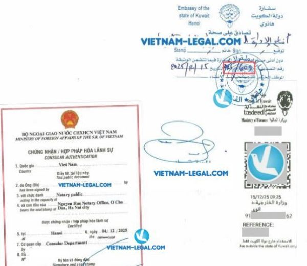 Results of consular certification documents issued in Vietnam (Company ...