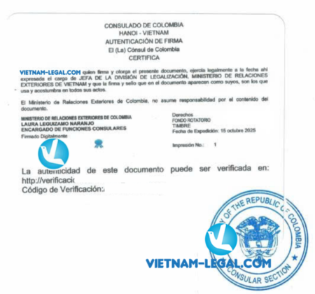 ISO VN dùng tại Colombia