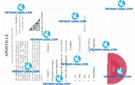 Kết quả Apostille Xác nhận Công việc cấp từ Singapore sử dụng tại Hàn Quốc ngày 13 10 2022