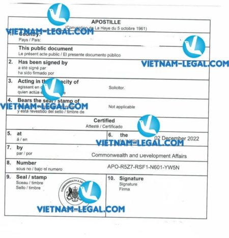 Kết quả Apostille tài liệu Công ty cấp tại Bỉ sử dụng tại Thổ Nhĩ Kỳ ngày 2 12 2022