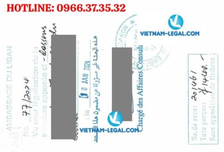 Kết quả hợp pháp hóa CFS cấp tại Việt Nam để sử dụng tại Lebanon ngày 18 1 2024