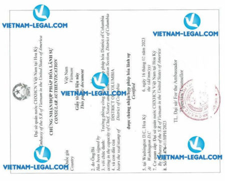 Kết quả hợp pháp hóa Xác nhận kinh nghiệm cấp tại Mỹ sử dụng tại Việt Nam ngày 16 2 2023