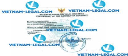 Legalization result of Letter of Authorization issued in Vietnam for use in Indonesia on 16 11 2021