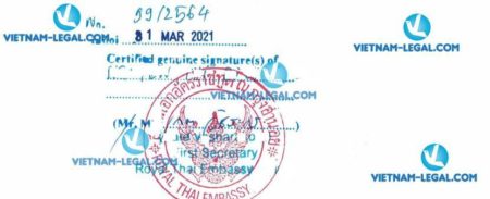 Result of Company Certificate issued in Vietnam for use in Thailand on 24 03 2021