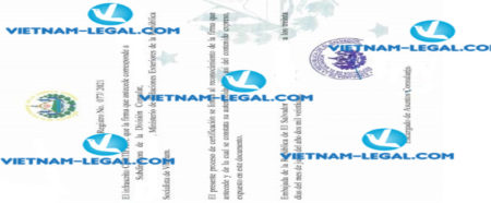 Result of Investment Registration Certificate issued in Vietnam for use in El Salvador on 30 07 2021