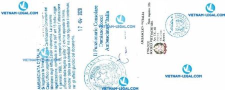 Legalization Result of Business Registration Certificate in Vietnam for use in Italia on 17 04 2020
