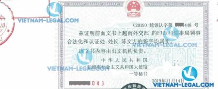 Legalization Result of Cargo Insurance Policy in Vietnam for use in China on 14th November 2019