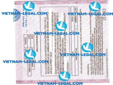 Legalization Result of Certificate of Origin issued in Vietnam for use in Mexico on17 2 2022