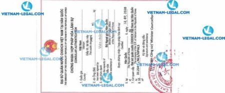 Result of Business Registration Certificate of South Korea for use in Vietnam on 22 07 2020