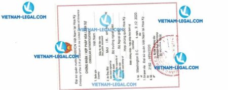 Result of Certificate of Food and Drug in the US for use in Vietnam on 09 12 2020