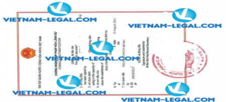 Result of Company Documents issued in Singapore for use in Vietnam on 23 08 2021