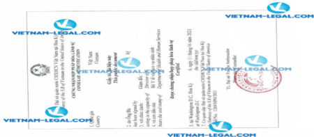 Result of Product Certificate to Foreign Government issued in United States of America for use in Vietnam on 11 06 2021