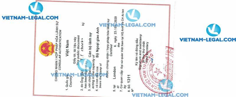 Legalization Result Academic Transcript in UK for use in Vietnam on 23 03 2020