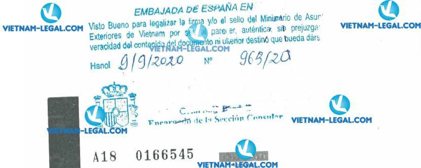 Legalization Result of Birth Certificate isued in Vietnam for use in Spain on 09 09 2020