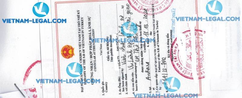 Legalization Result of Certificate of Activity in Turkey for use in Vietnam on 18 03 2020