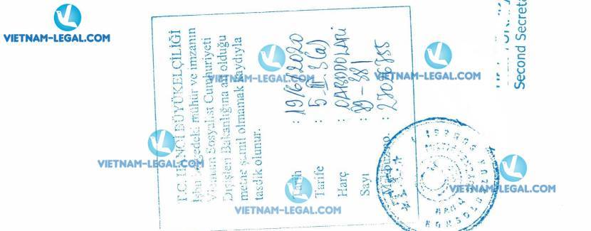 Legalization Result of Certificate of Registration in Vietnam use in Turkey on 19 06 2020