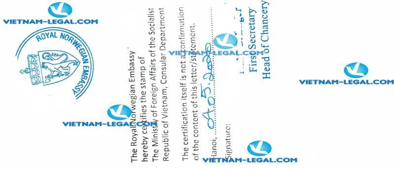 Legalization Result of Courts Decision from Vietnam for use in Norway on 04 05 2020