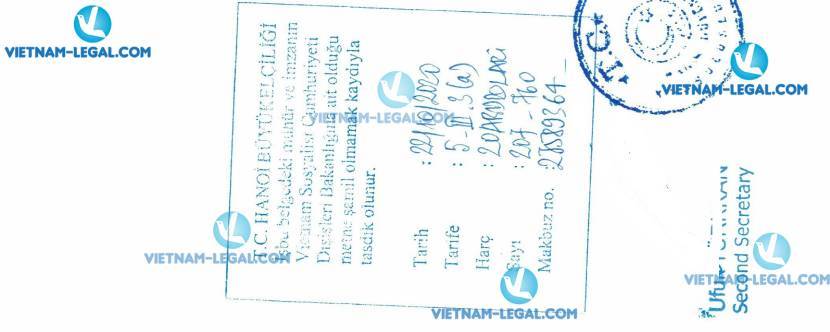 Legalization Result of Export Form in Vietnam use in Turkey on 22 10 2020