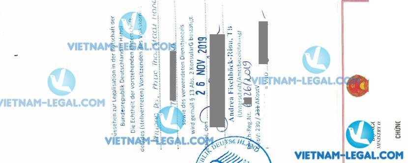 Legalization Result of Extract of the Birth Certificate issued in Vietnam for use in Germany 26th November 2019