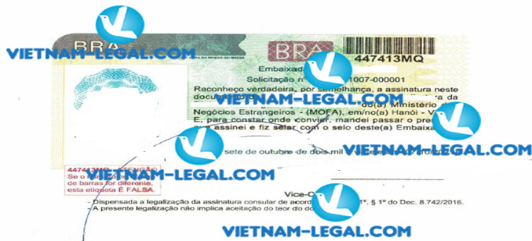 Legalization Result of Health Certificate for products issued in Vietnam for use in Brazil on 07 10 20221