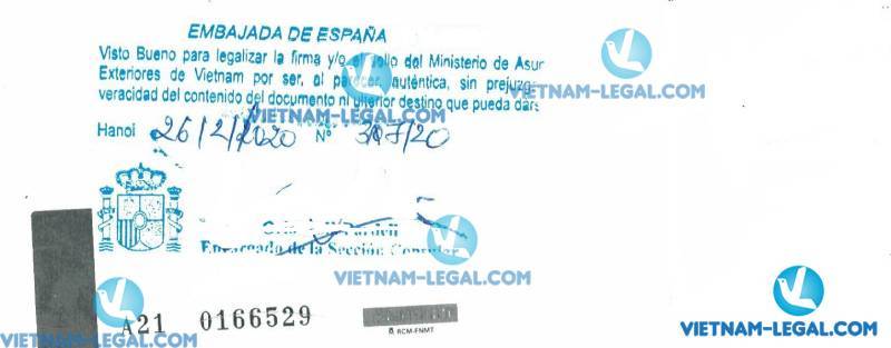 Legalization Result of Judicial Records issued in Vietnam for use in Spain on 26 02 2020