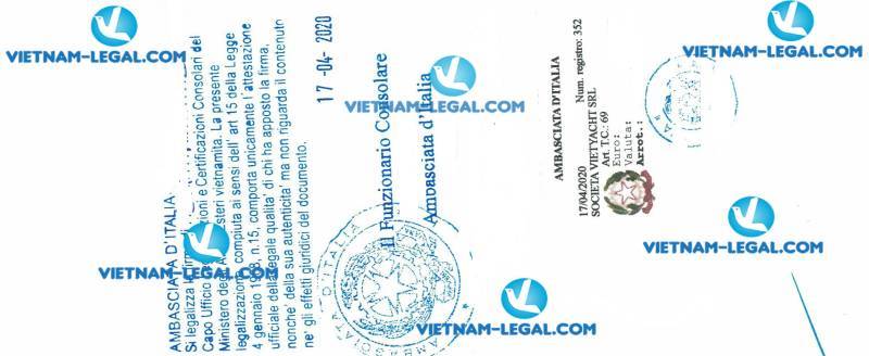 Legalization Result of Shareholders Information of Vietnam Company for use in Italia on 17 04 2020