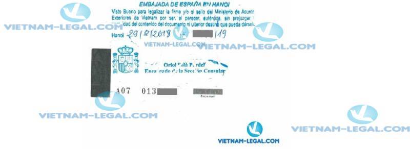 Legalization Result of Vietnamese Birth Certificate for use in Spain August 2019