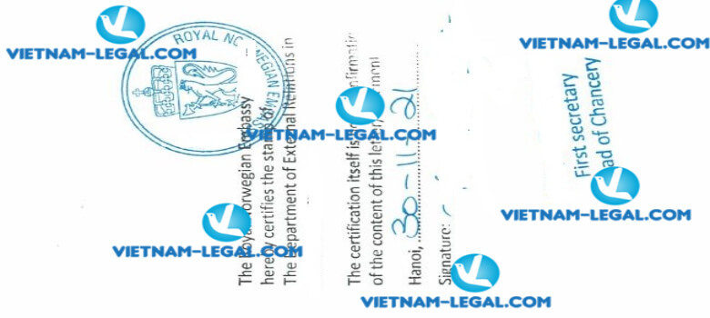 Legalization result of Birth Certificate issued in Vietnam for use in Norway on 30 11 2021