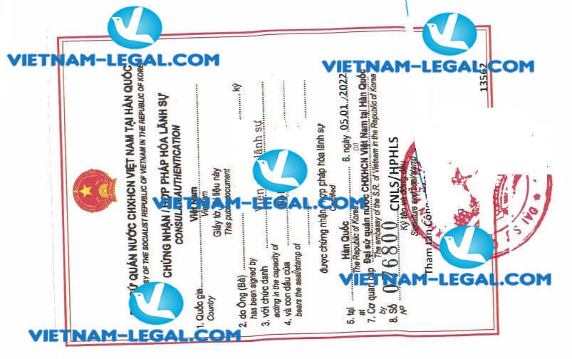 Legalization result of Experience Certificate issued in Korea for use in Vietnam on 05 1 2022