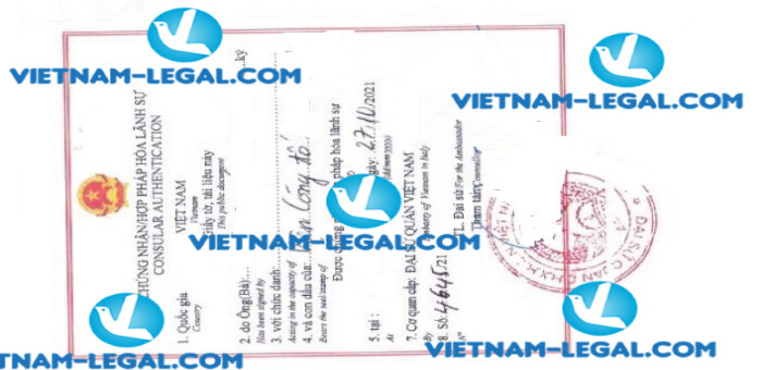 Legalization result of Passport issued in Italia for use in Vietnam on 27 10 2021