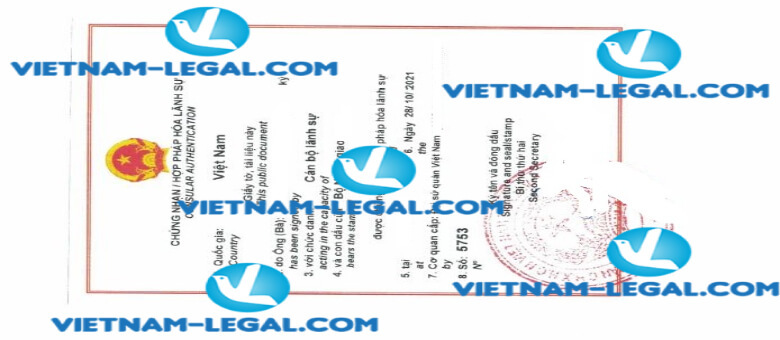 Legalization result of Tax Certification issued in Ireland for use in Vietnam on 28 10 2021