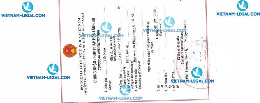 Result of Academic Documents from The Philippines for use in Vietnam on 08 09 2020