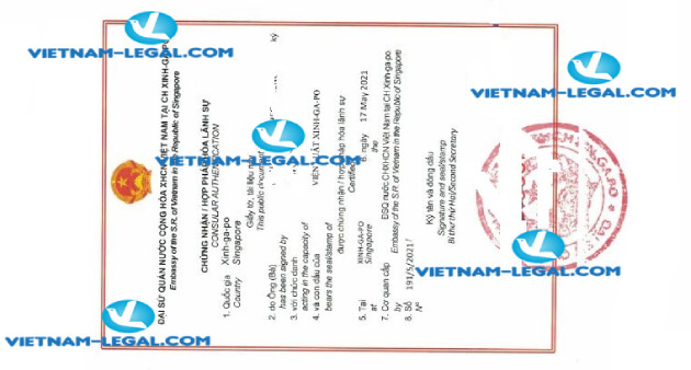 Result of Assignment Letter issued in Singapore for use in Vietnam on 17 05 2021