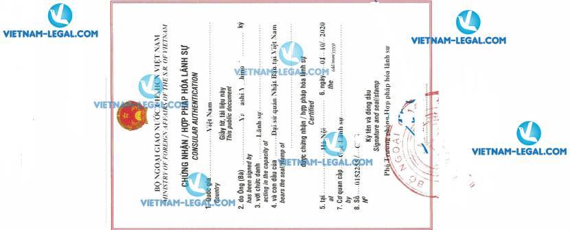 Result of Certificate of Medical Device issued in Japan for use in Vietnam on 01 10 2020