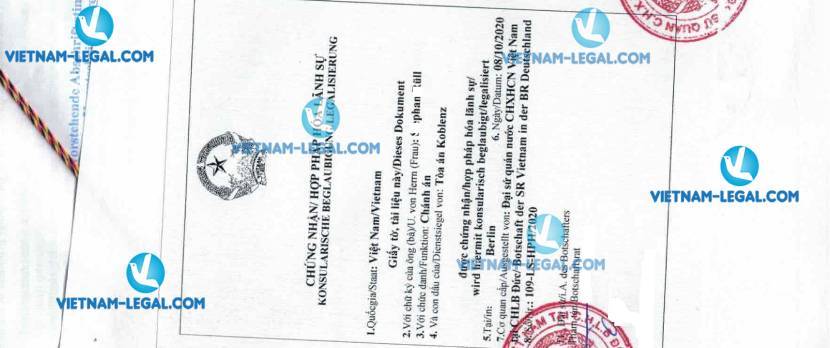Result of Company Certificate issued in Germany for use in Vietnam on 08 10 2020