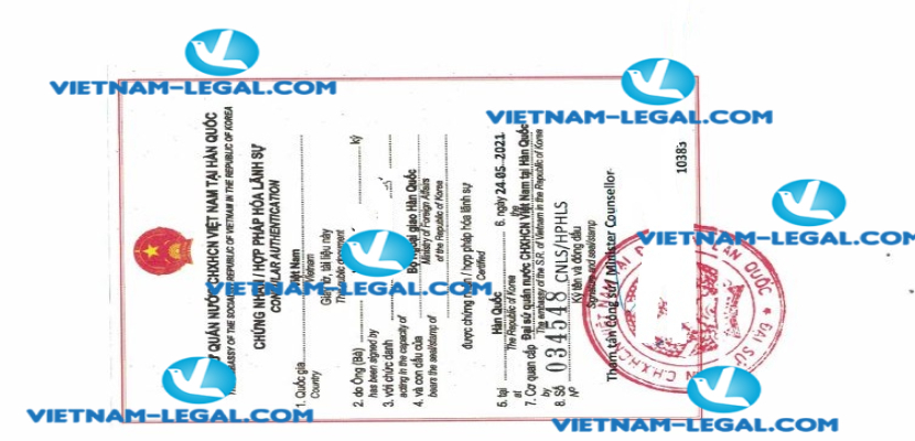 Result of Decision of Appointment issued at Korea for use in Vietnam on 24 05 2021