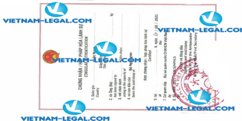 Result of Working Experience Confirmation no 465 issued in Australia for use in Vietnam on 17 08 2021