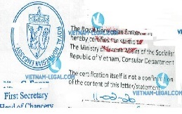 Sample Embassy of Norway stamp