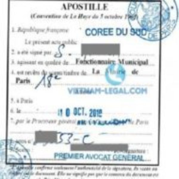 Apostille documents of France