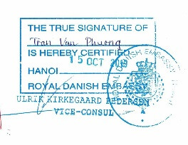 Sample stamp of Denmark embassy