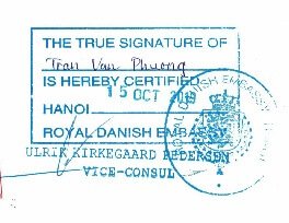 Sample stamp of Denmark embassy